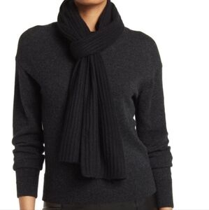 360 Cashmere Nira Ribbed Black Scarf NWT